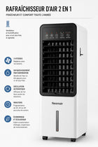 Nesmair 5L Chaud/Froid — Ventilateur de climatisation 2-en-1, chauffage 2000 W et rafraîchissement, oscillation, télécommande — Blanc